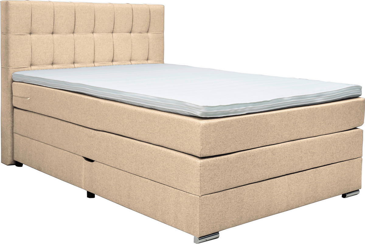 POSTELJA BOXSPRING 140 cm   x 200 cm  , tekstil bež  - barve aluminija/bež, Konvencionalno, umetna masa/tekstil (140/200cm) - Carryhome