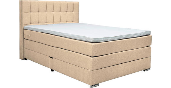 BOXSPRINGBETT  in Beige  - Beige/Alufarben, KONVENTIONELL, Kunststoff/Textil (140/200cm) - Carryhome