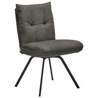 STUHL Velours  - Dunkelgrau/Schwarz, Design, Textil/Metall (50/84/68cm) - Welnova