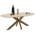 ESSTISCH Eiche massiv oval Eichefarben, Sandfarben  - Sandfarben/Eichefarben, Design, Holz/Metall (200/110/75cm) - Valnatura