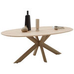 ESSTISCH Eiche massiv oval Eichefarben, Sandfarben  - Sandfarben/Eichefarben, Design, Holz/Metall (200/110/75cm) - Valnatura