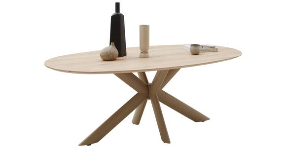 ESSTISCH Eiche massiv oval Eichefarben, Sandfarben  - Sandfarben/Eichefarben, Design, Holz/Metall (200/110/75cm) - Valnatura