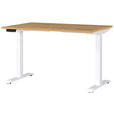 SCHREIBTISCH 120/80/72-118 cm  in Weiß, Eichefarben, Braun  - Eichefarben/Weiß, MODERN, Holzwerkstoff/Metall (120/80/72-118cm) - Novel