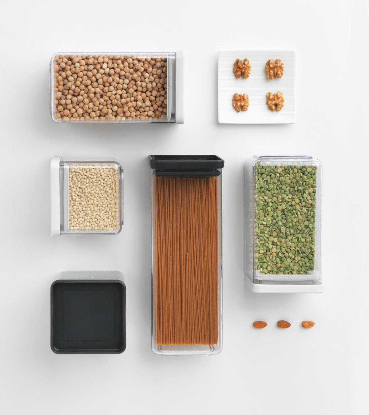 SADA DÓZ NA POTRAVINY 4-dielne - priehľadné/čierna, Design, plast (11.2/29.6/22.3cm) - Brabantia