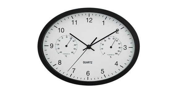 WANDUHR - Schwarz, Basics, Glas/Kunststoff (22,6/29,4cm) - Ambia Home