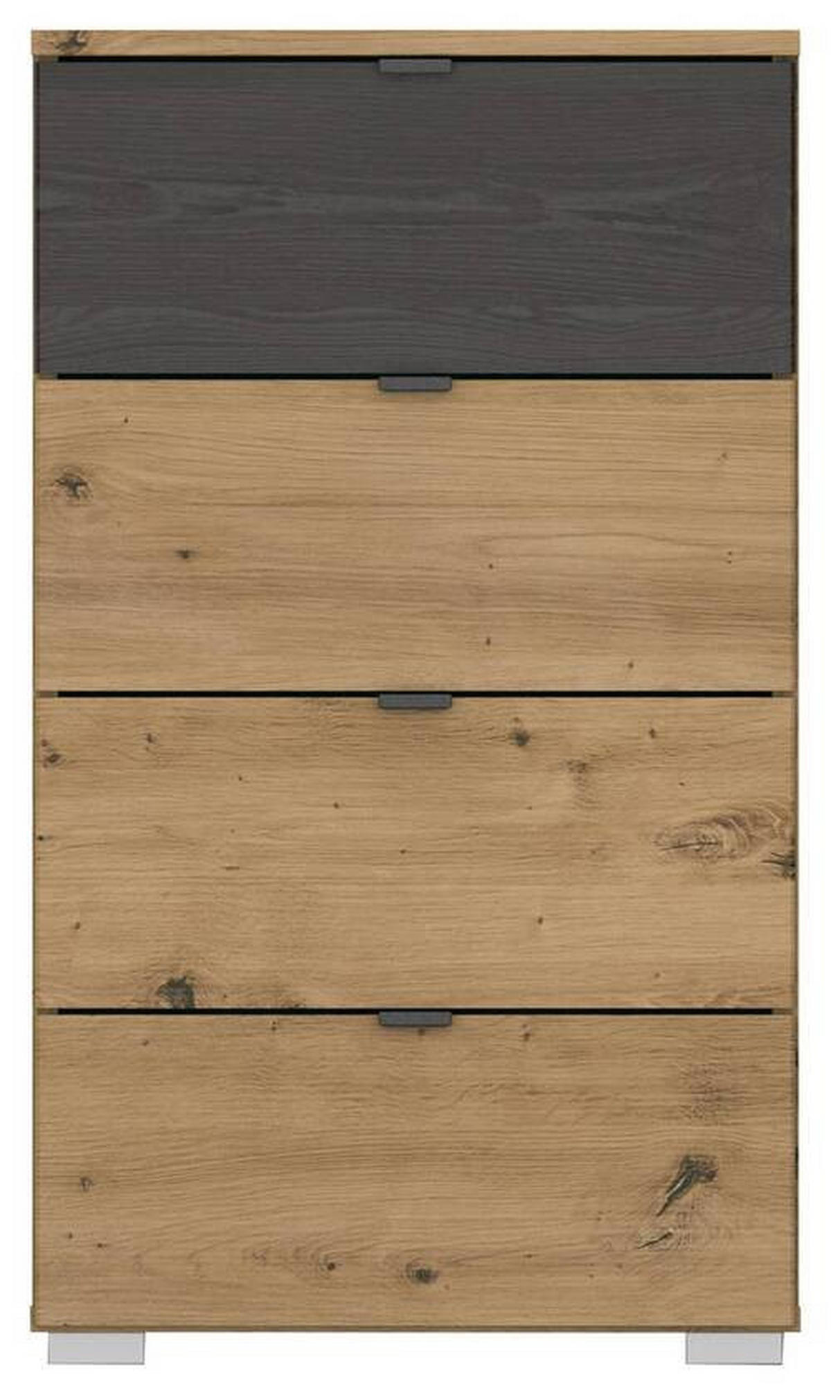 KOMÓD 47/81/42 cm  - fekete/alumínium színű, Modern, műanyag/faalapú anyag (47/81/42cm) - Rauch Möbel