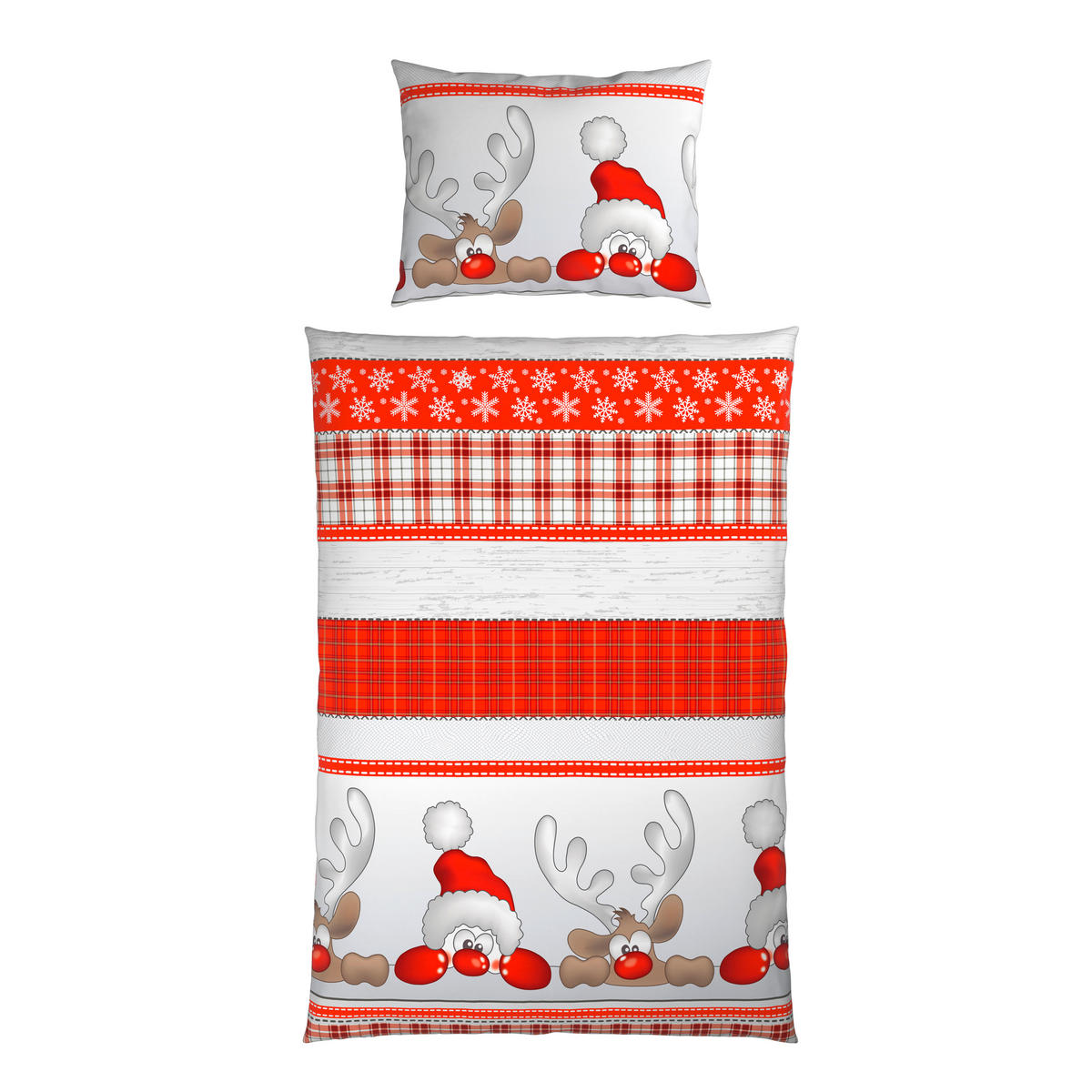 BETTWÄSCHE Flanell 140/200 cm  - Rot/Grau, Textil (140/200cm) - X-Mas