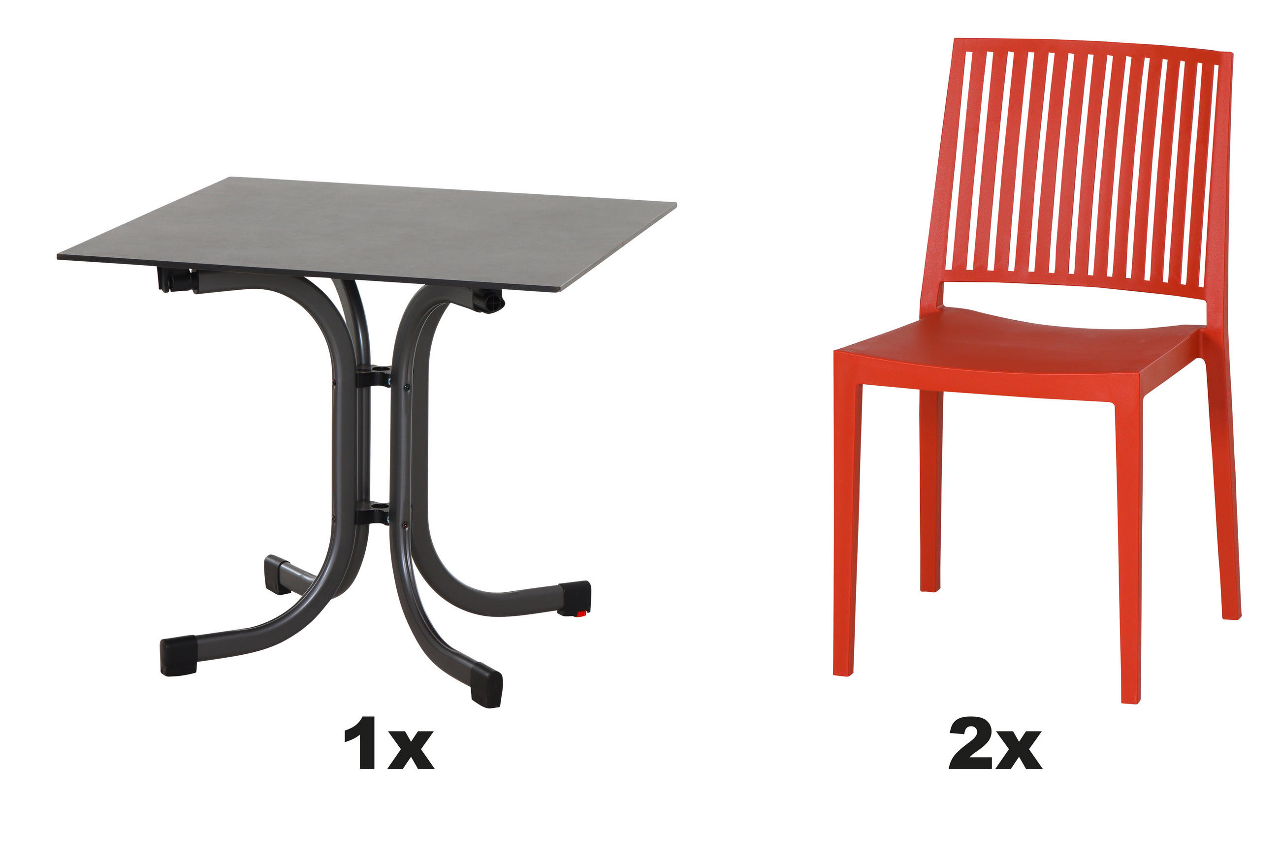 GARTENGARNITUR 3-teilig Stahl  - Anthrazit/Rot, Basics, Kunststoff/Metall (80/80/80cm) - Siena Garden
