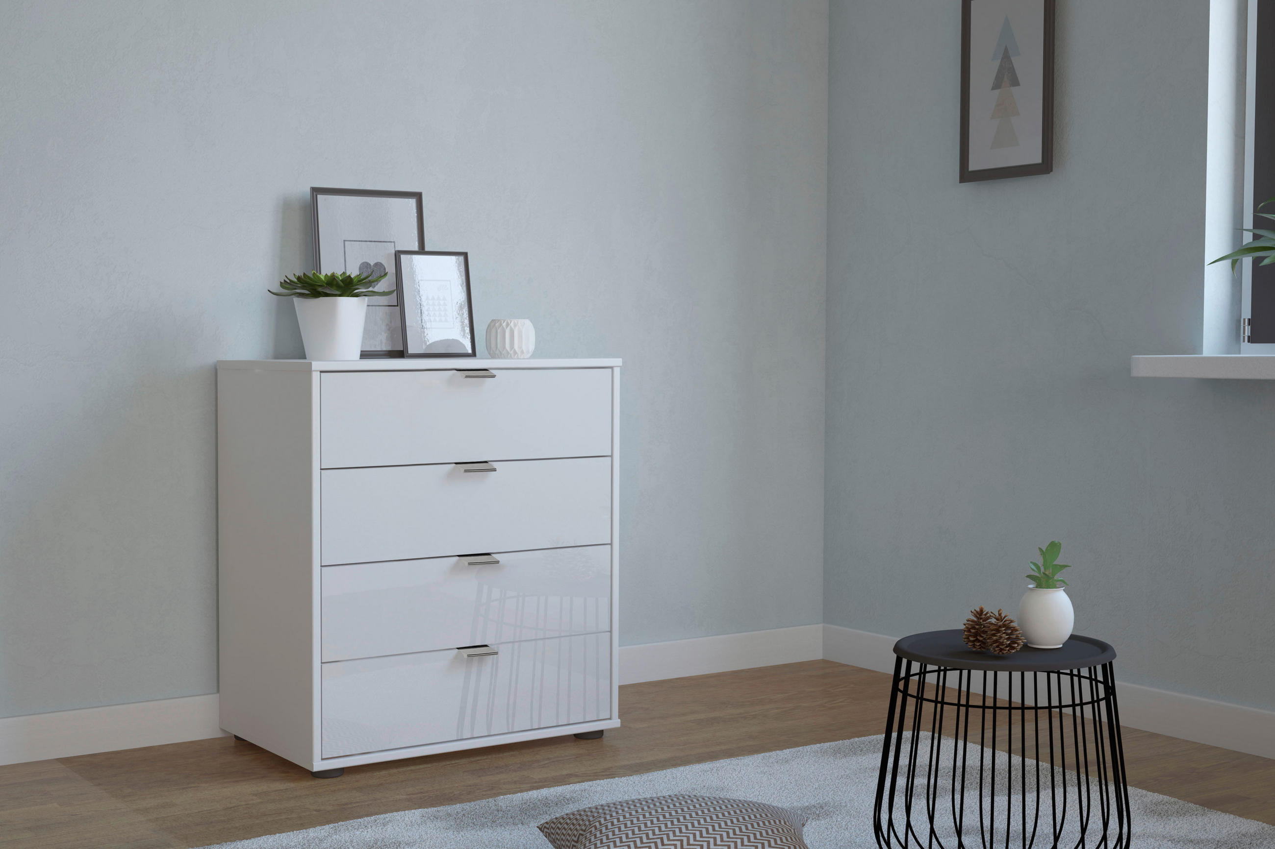 KOMMODE  in 60/70/43 cm  - Chromfarben/Schwarz, KONVENTIONELL, Glas/Holzwerkstoff (60/70/43cm) - Dieter Knoll