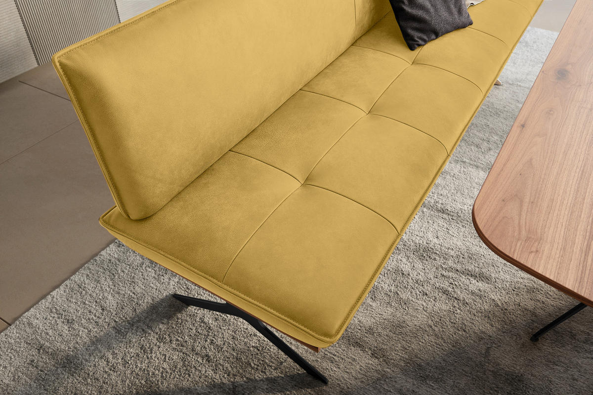 SITZBANK 214/88/66 cm  in Gelb, Schwarz  - Gelb/Schwarz, Design, Leder/Holz (214/88/66cm) - Koinor