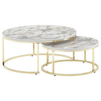 SET MIZ, bela  - zlate barve/bela, Moderno, kovina/leseni material (80/80/36cm) - MID.YOU