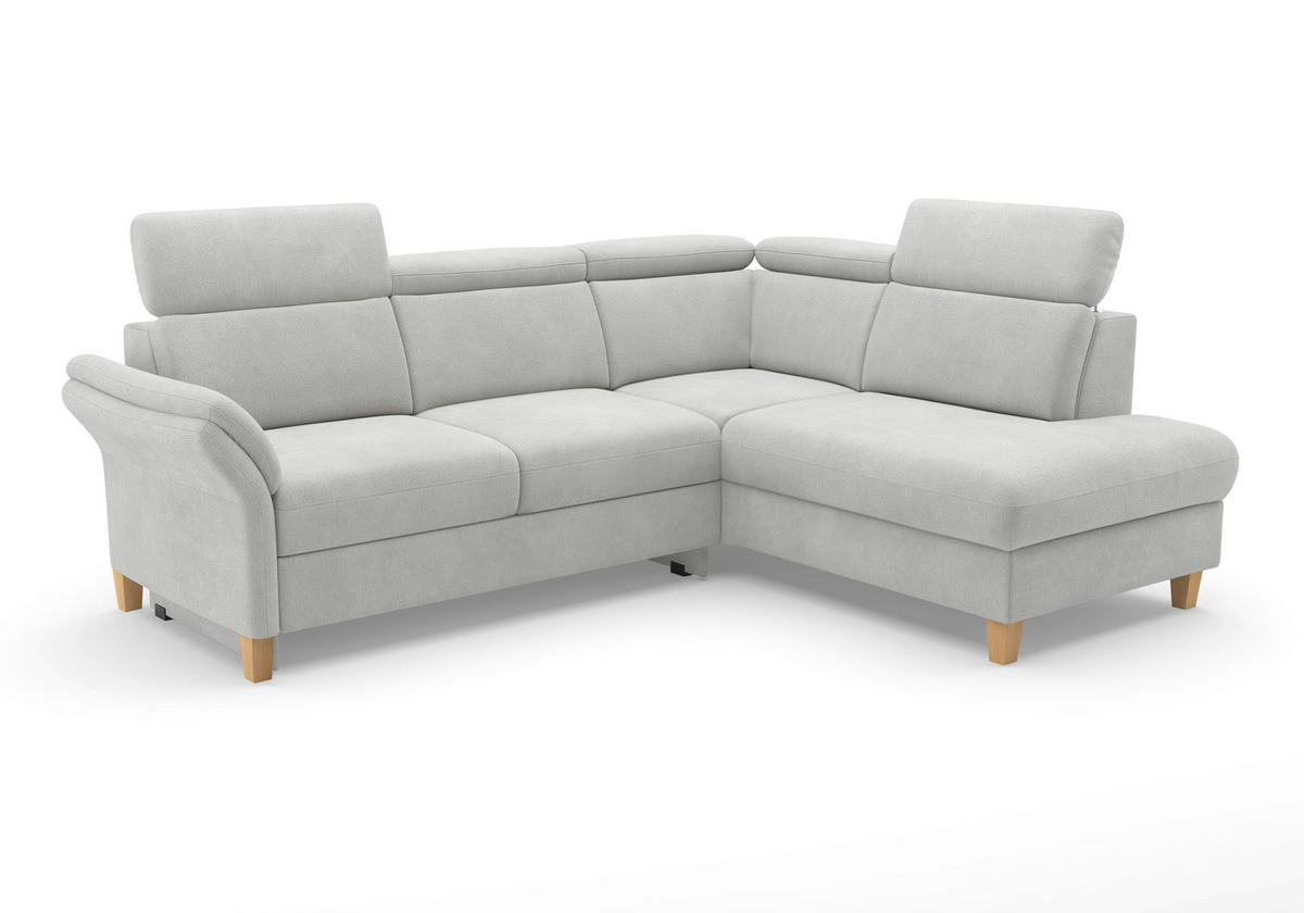 ECKSOFA GLENDALE E Silberfarben Flachgewebe  - Eichefarben/Silberfarben, KONVENTIONELL, Holz/Textil (247/193cm) - Sit & More