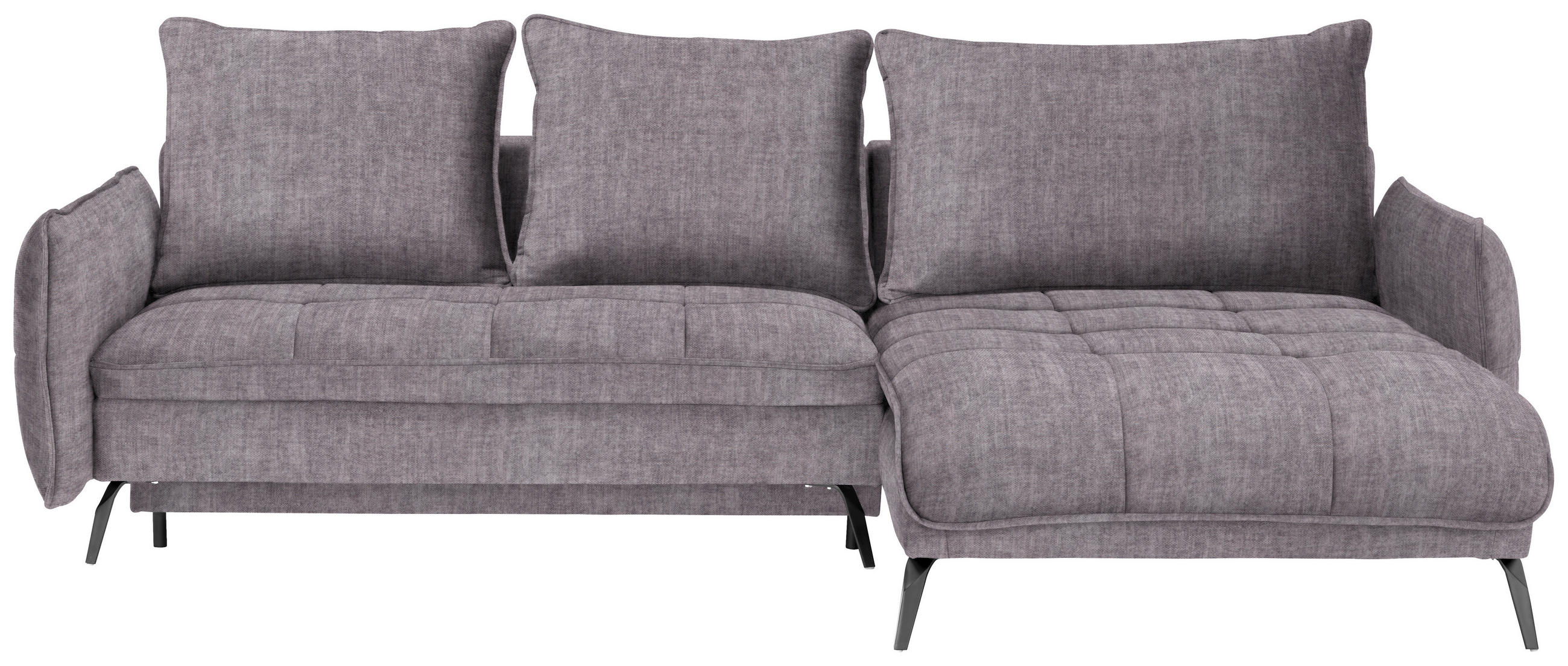 ECKSOFA in Flachgewebe Grau  - Schwarz/Grau, Lifestyle, Textil/Metall (273/180cm) - Hom`in