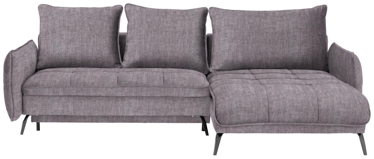 ECKSOFA in Flachgewebe Grau  - Schwarz/Grau, Lifestyle, Textil/Metall (273/180cm) - Hom`in