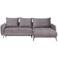 ECKSOFA Grau Flachgewebe  - Schwarz/Grau, LIFESTYLE, Textil/Metall (273/180cm) - Hom`in