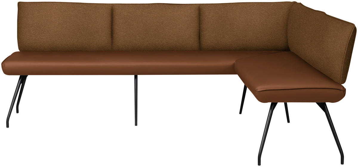 ECKBANK 225/165 cm  in Rostfarben  - Rostfarben/Schwarz, Design, Textil/Metall (225/165cm) - Moderano