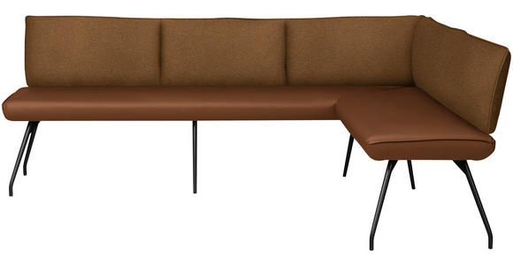 ECKBANK 225/165 cm  in Rostfarben  - Rostfarben/Schwarz, Design, Textil/Metall (225/165cm) - Moderano