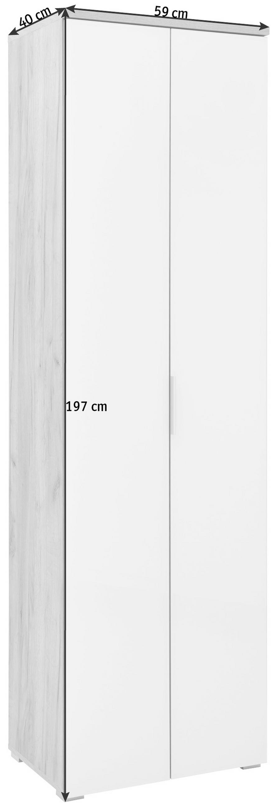 SKŘÍŇ NA ODĚV, bílá, barvy dubu, 59/197/40 cm - bílá/barvy stříbra, Design, kov/kompozitní dřevo (59/197/40cm) - Voleo