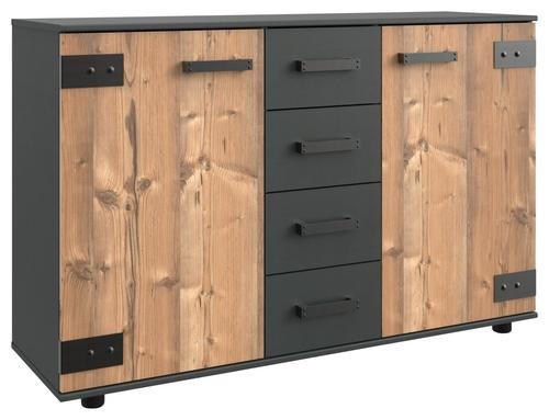 BYRÅ 130/83/41 cm  - granfärgad/grafitfärgad, Modern, metall/trämaterial (130/83/41cm) - MID.YOU