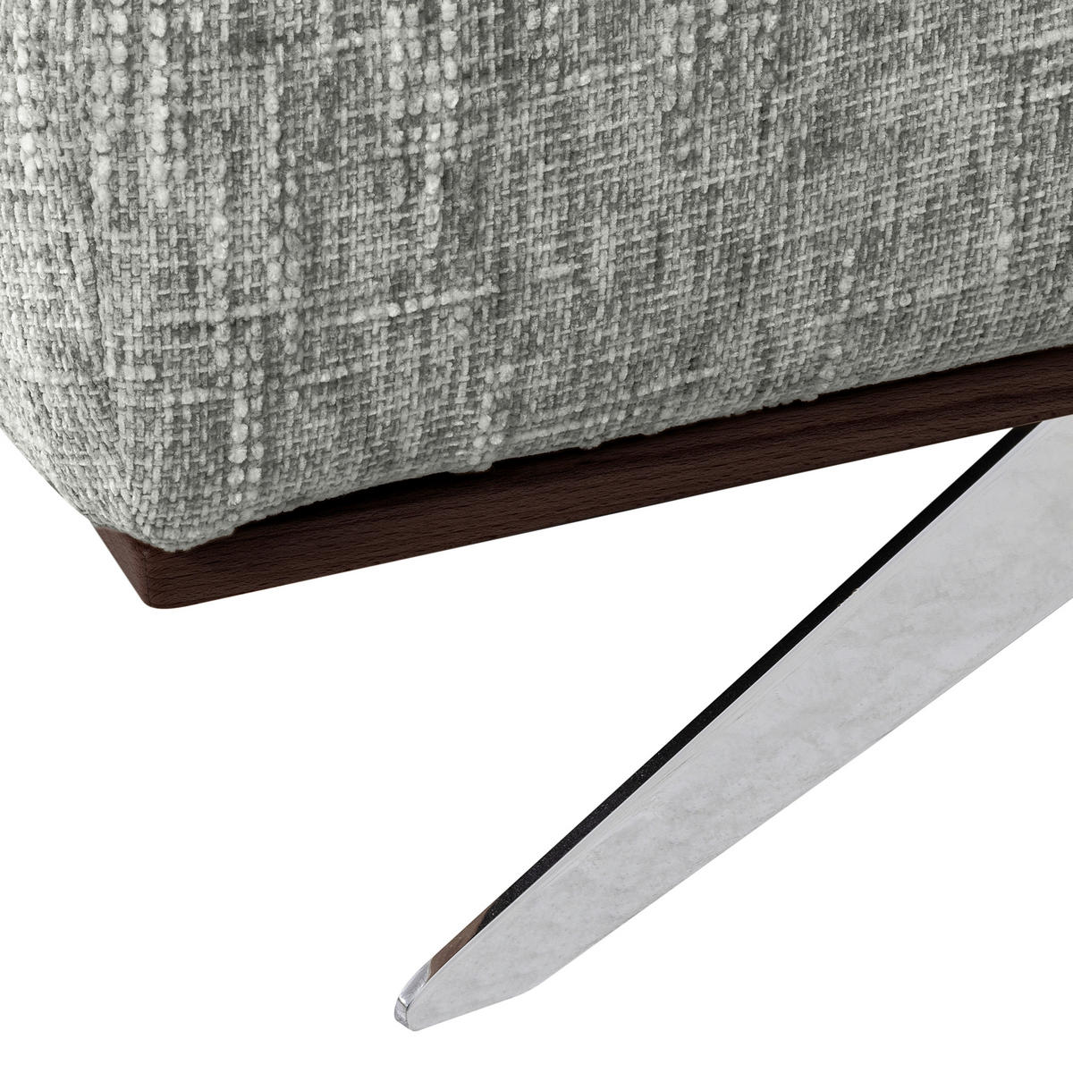 ECKSOFA PORTLAND in Struktur Grau Kopfteilverstellung  295/187 cm  - Chromfarben/Grau, Design, Holz/Textil (295/187cm) - Livetastic