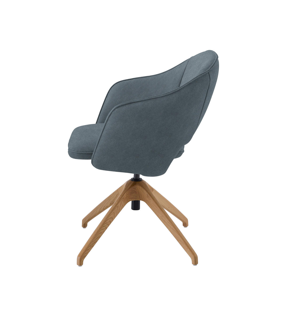 ARMLEHNSTUHL  in Echtleder naturbelassen  - Wildeiche/Blaugrau, Design, Leder/Holz (63/74-90/57-73cm) - Koinor