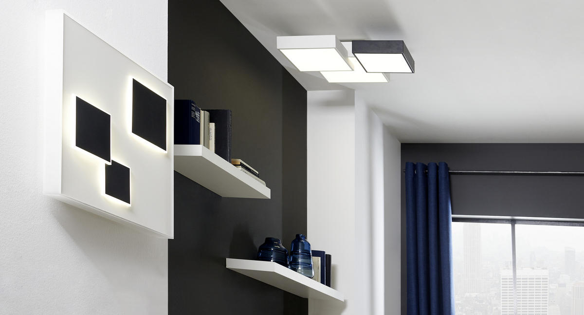LED-TAKLAMPA ROM 60,5/54/12,7 cm  - vit/svart, Design, metall/plast (60,5/54/12,7cm) - Ambiente