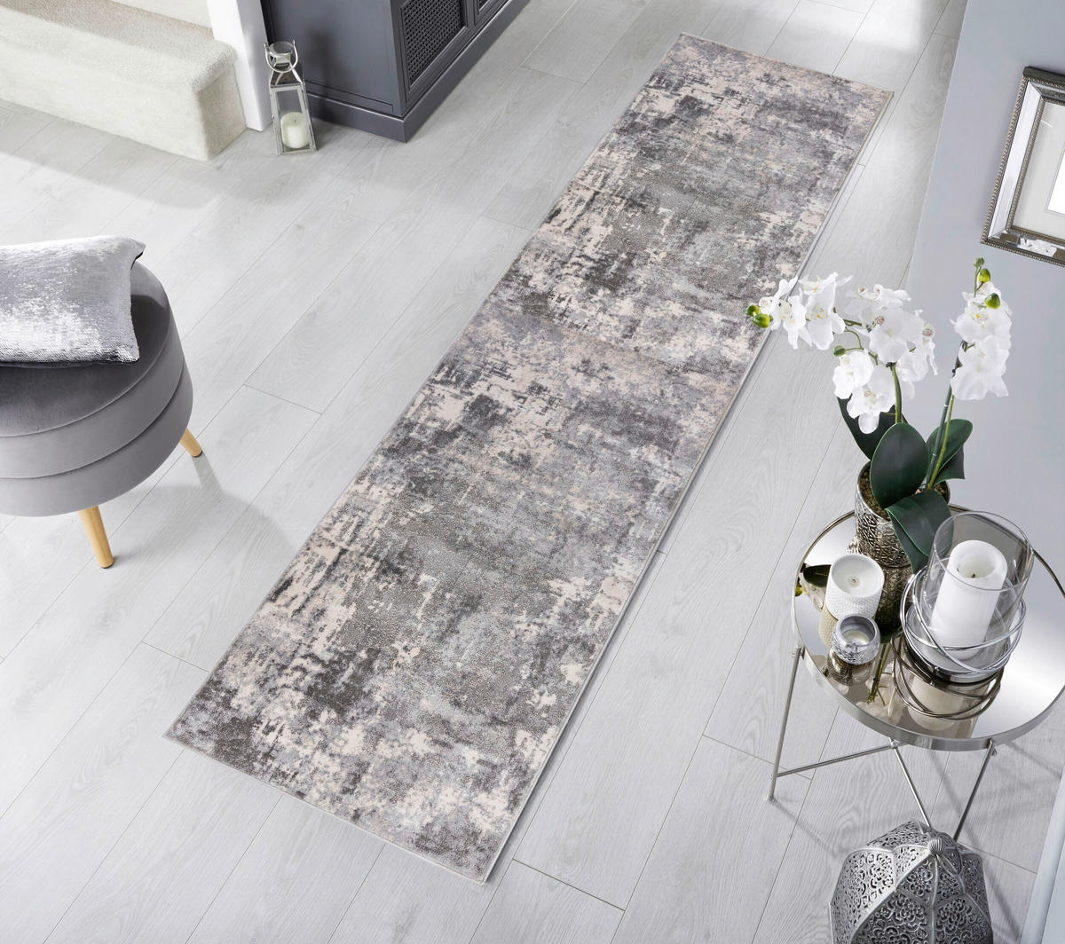 KOBEREC, 300/80 cm, šedá - šedá, Basics, textil (300/80cm)