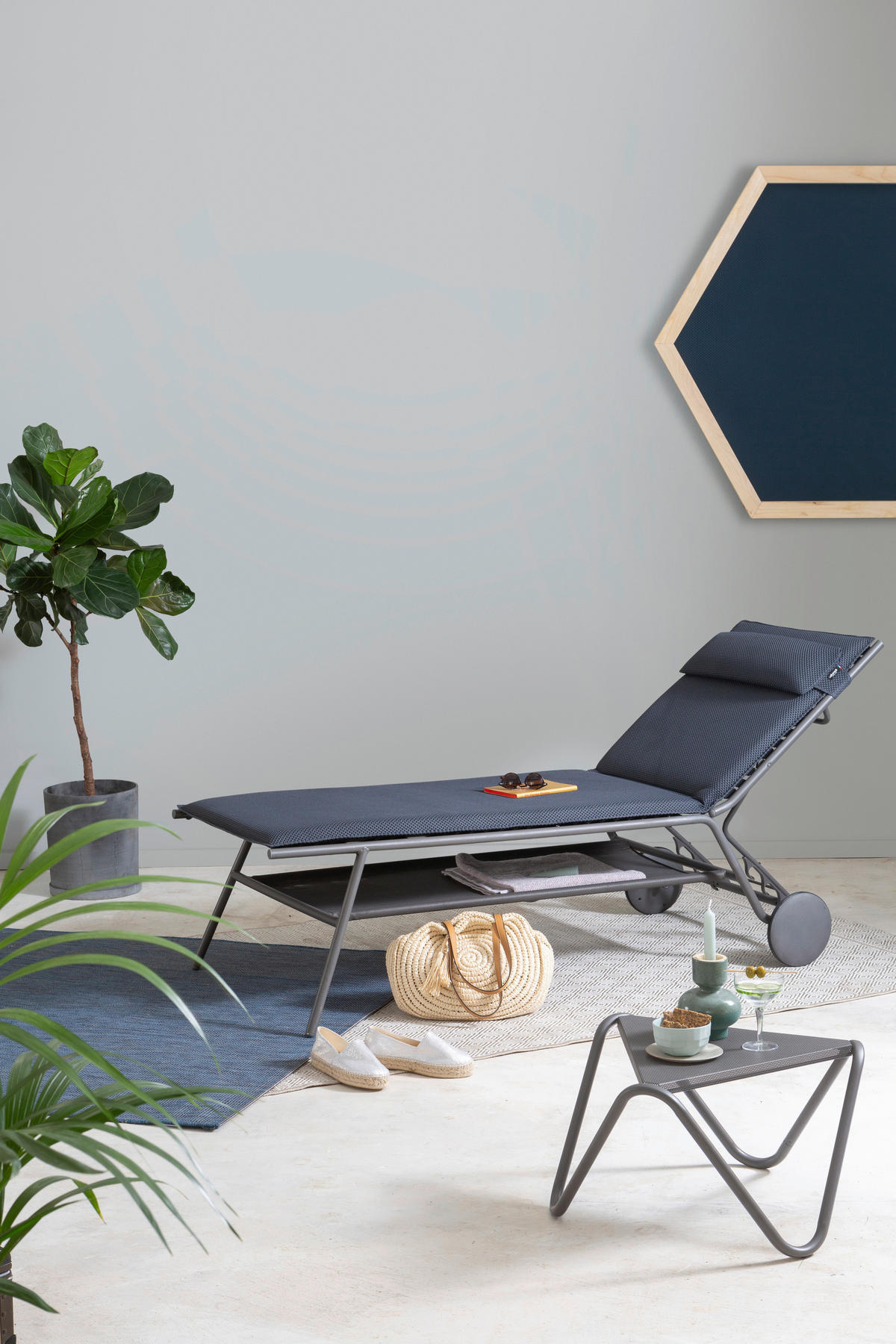 GARTENLIEGE 80/48/200 cm  - Dunkelgrau, Basics, Textil/Metall (80/48/200cm) - Lafuma Mobilier