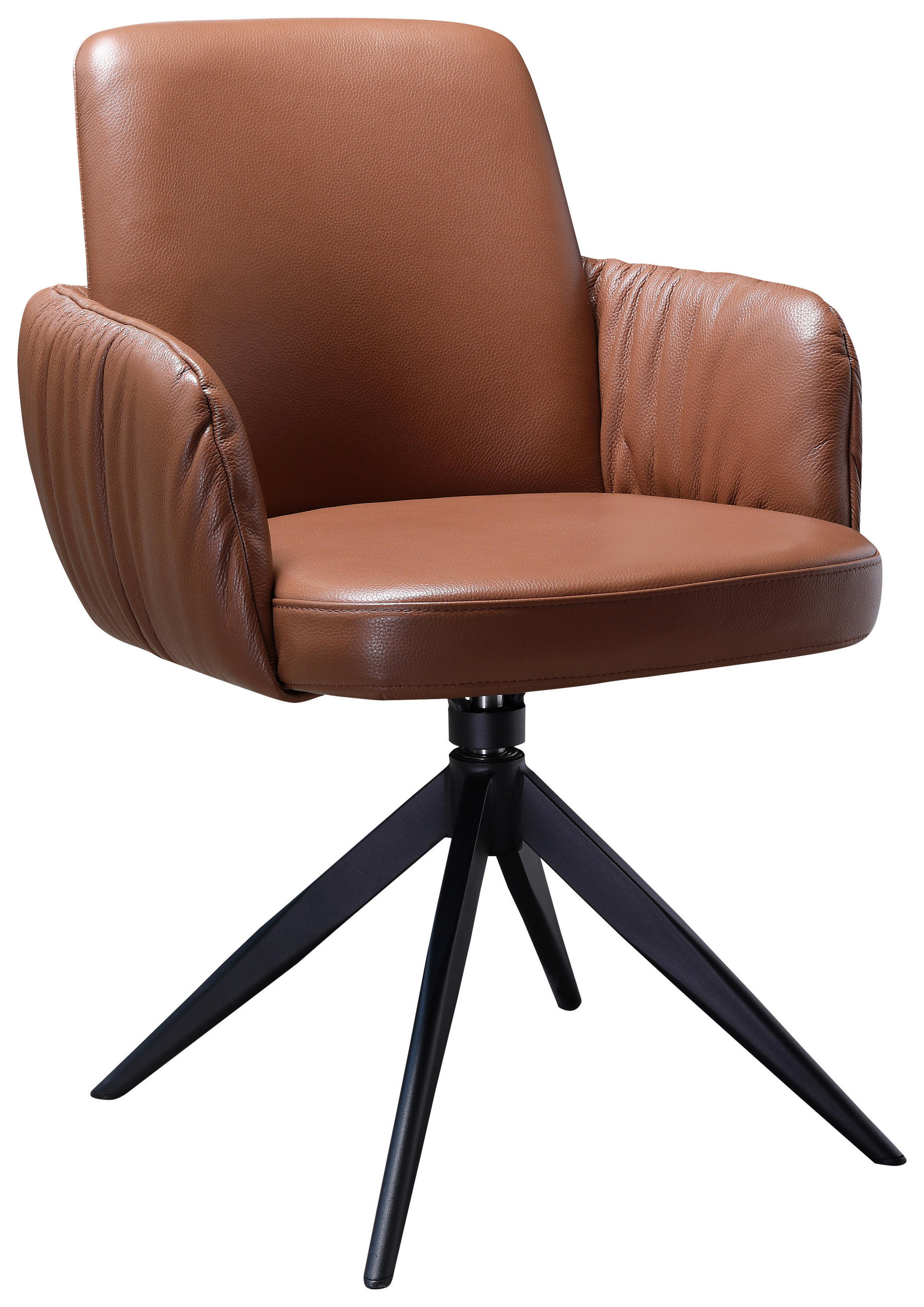 STOL MED ARMSTÖD järn äkta läder pigmenterad  - cognacfärgad/svart, Design, metall/läder (59/85/62cm) - Niels Andersson
