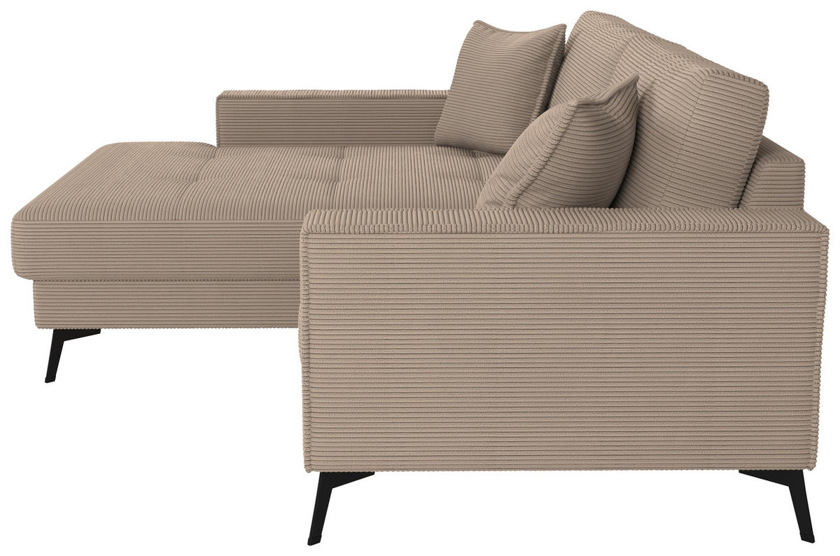 ECKSOFA TED Braun Cord Zierkissen  - Schwarz/Braun, Trend, Textil/Metall (174/228cm) - P & B
