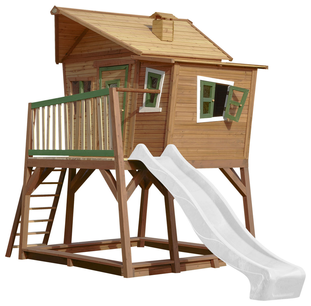 SPIELTURM 432/288/193 cm  - Braun/Weiß, KONVENTIONELL, Holz (432/288/193cm) - Ambia Garden