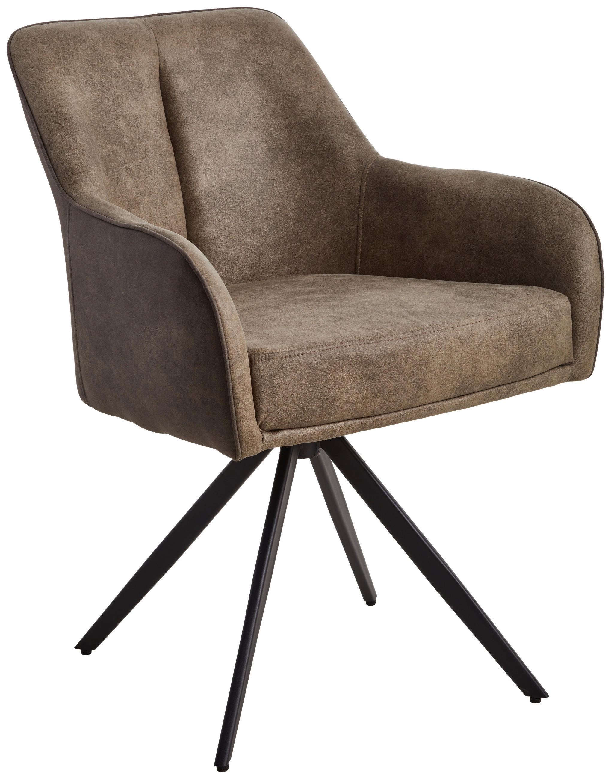 Scaun Cu Brațe din lemn, metal, textil, maro, maro deschis