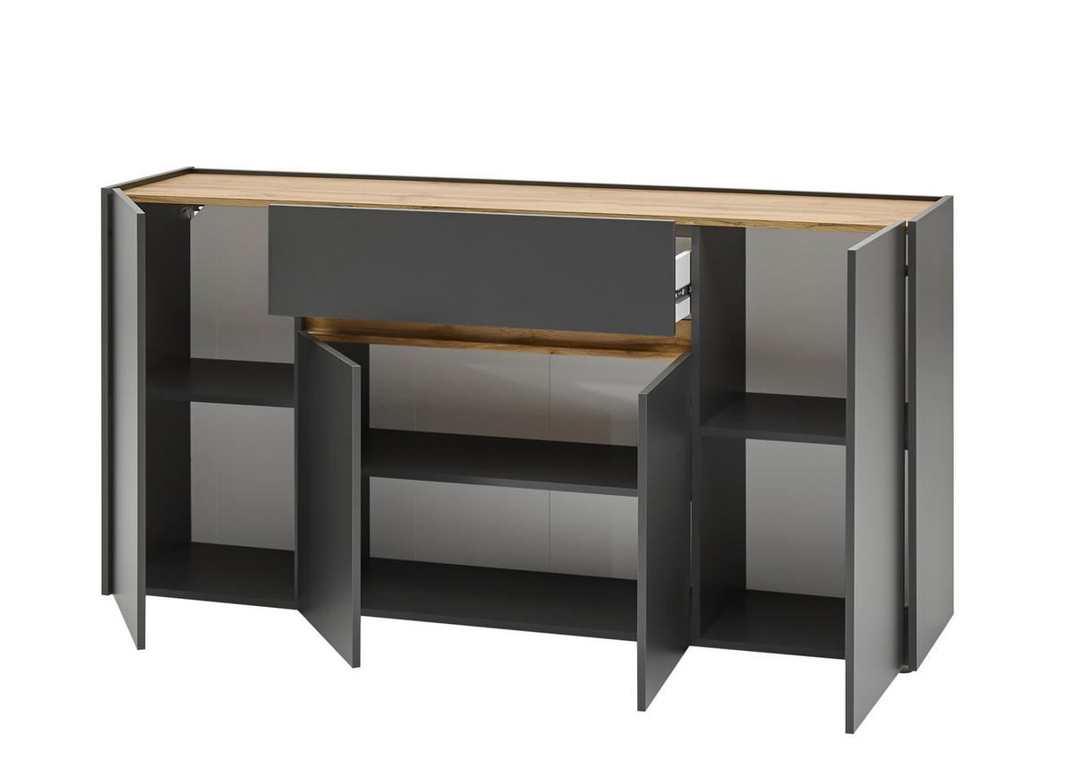 SIDEBOARD  170/86/40 cm 2 Schublade(n)  - Anthrazit/Eiche Wotan, Design, Holzwerkstoff/Kunststoff (170/86/40cm) - Modante