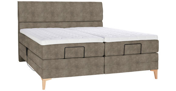 BOXSPRINGBETT 200/200 cm  in Taupe  - Taupe/Eichefarben, KONVENTIONELL, Holz/Textil (200/200cm) - Voleo