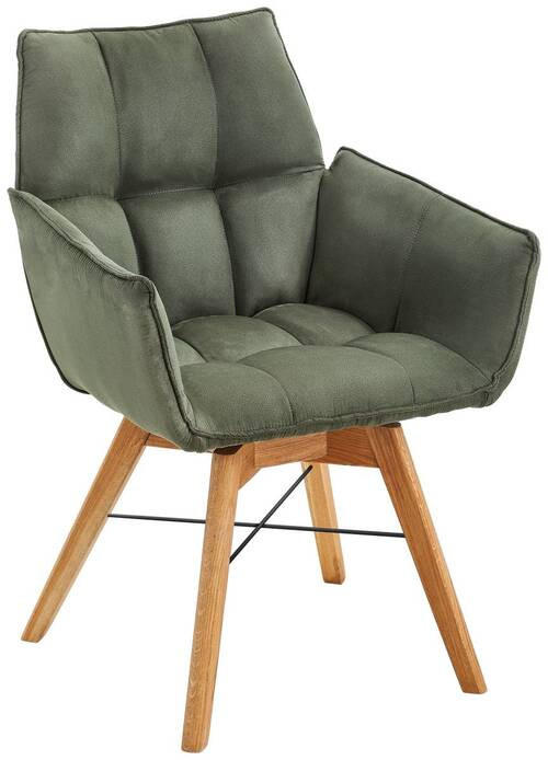 ARMLEHNSTUHL drehbar  in Flachgewebe  - Eichefarben/Olivgrün, Design, Holz/Textil (61/87/63cm) - Waldwelt
