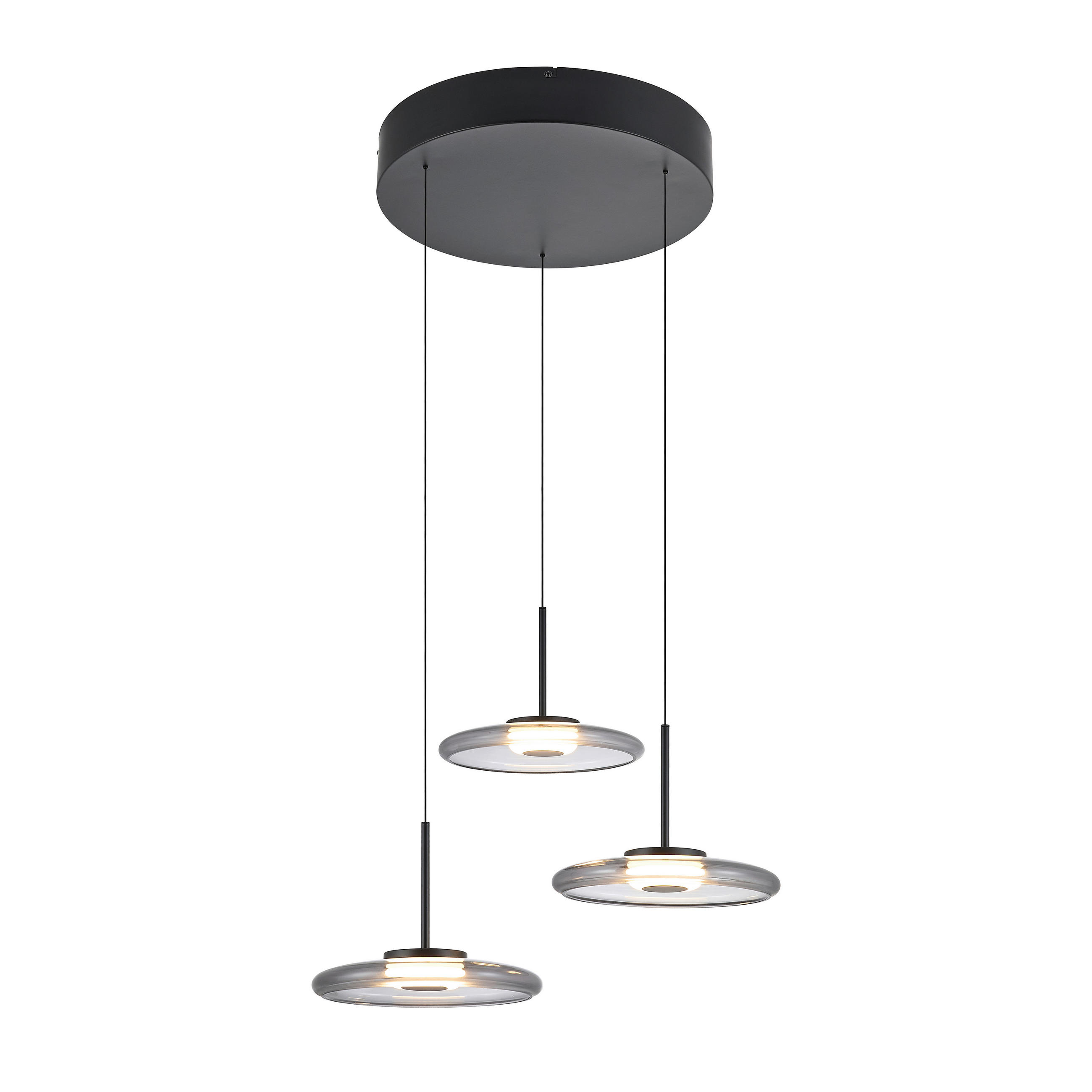 LED-HÄNGELEUCHTE Felis 57/60-180 cm   - Schwarz, Basics, Glas/Metall (57/60-180cm) - Novel