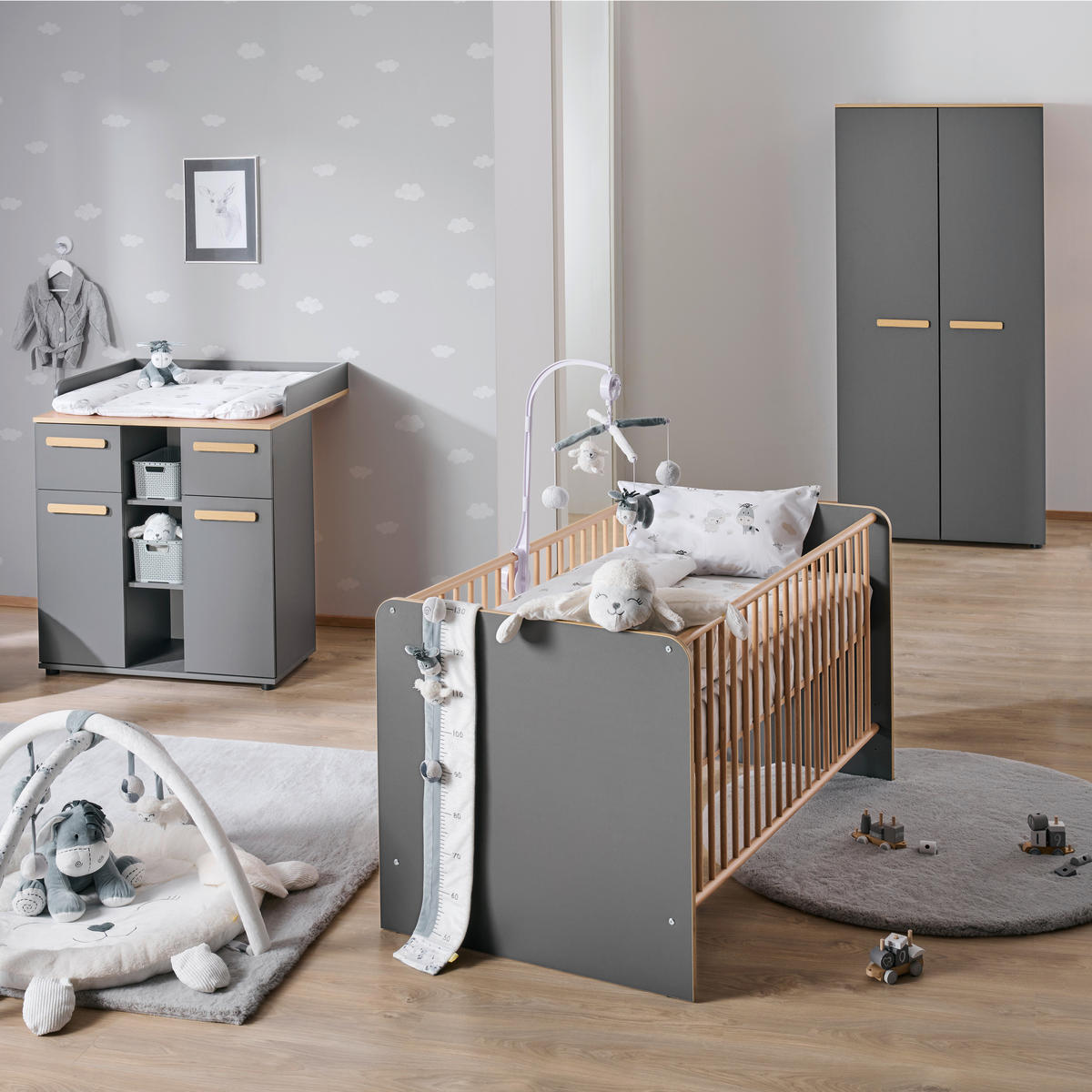 WICKELKOMMODE 89,2/100,2/70 cm  - Graphitfarben/Eiche Artisan, Basics, Holzwerkstoff/Kunststoff (89,2/100,2/70cm) - My Baby Lou