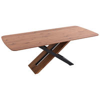 ESSTISCH Nussbaum furniert oval Schwarz, Nussbaumfarben  - Nussbaumfarben/Schwarz, Design, Holz/Metall (220/100/76cm) - Koinor