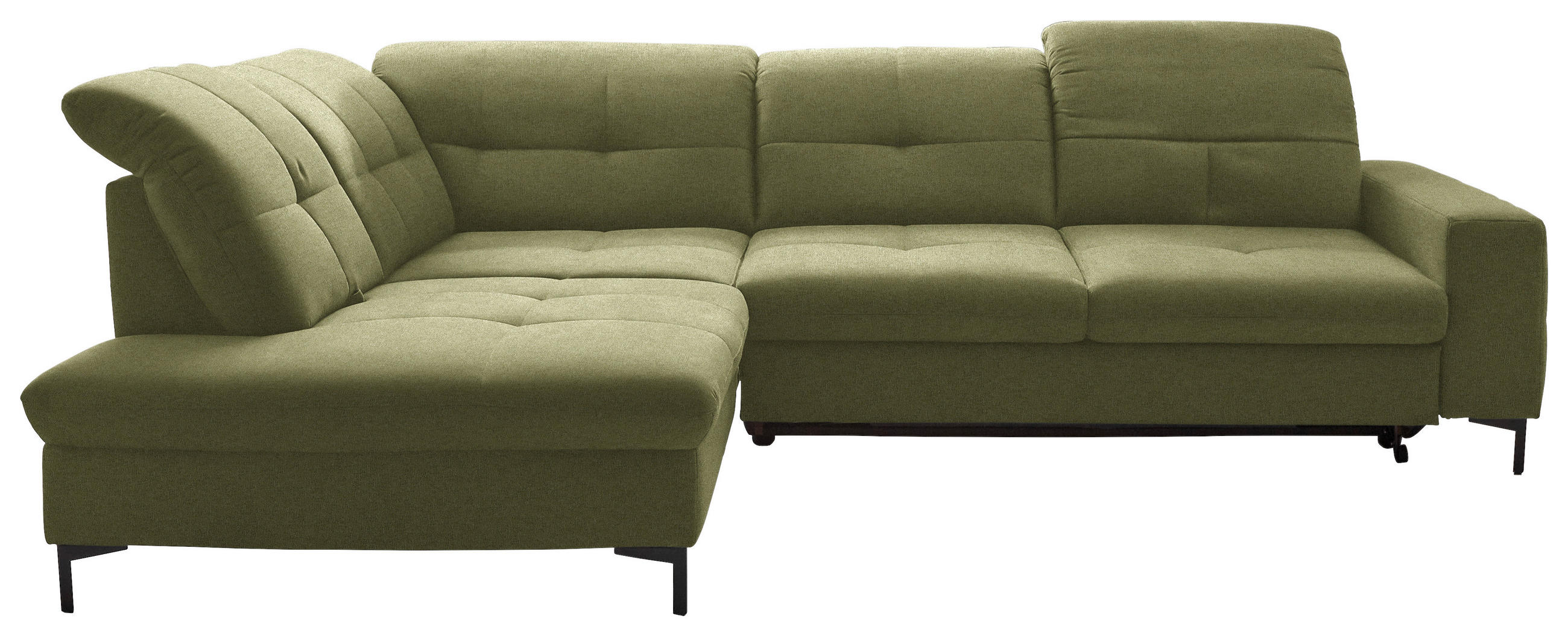 ECKSOFA in Chenille Olivgrün  - Schwarz/Olivgrün, Design, Textil/Metall (240/308cm) - Xora