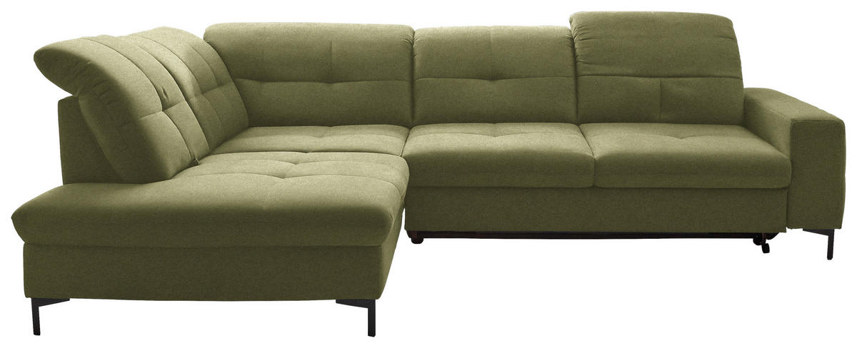 ECKSOFA in Chenille Olivgrün  240/308 cm  - Schwarz/Olivgrün, Design, Textil/Metall (240/308cm) - Xora
