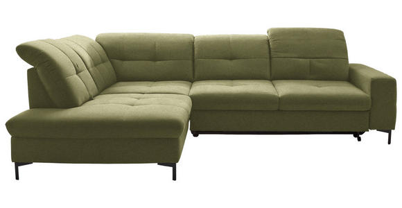 ECKSOFA in Chenille Olivgrün 240/308 cm - Schwarz/Olivgrün, Design, Textil/Metall (240/308cm) - Xora