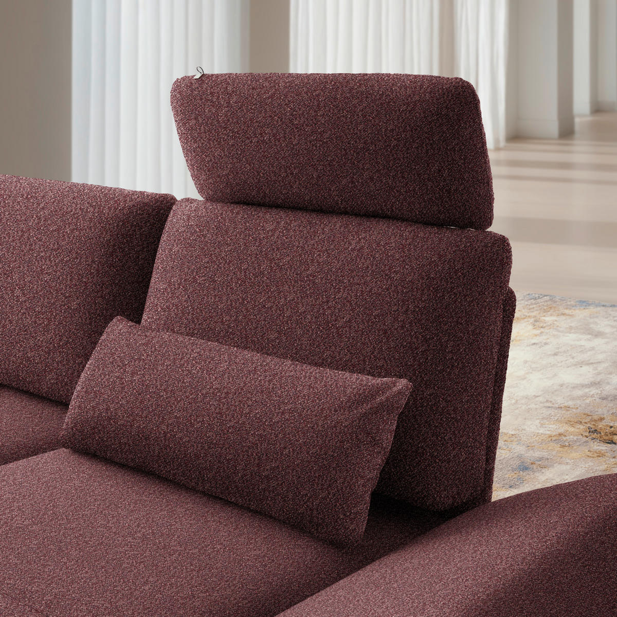ECKSOFA  in Flachgewebe Bordeaux  234/155 cm  - Bordeaux/Schwarz, Design, Textil/Metall (234/155cm) - Dieter Knoll