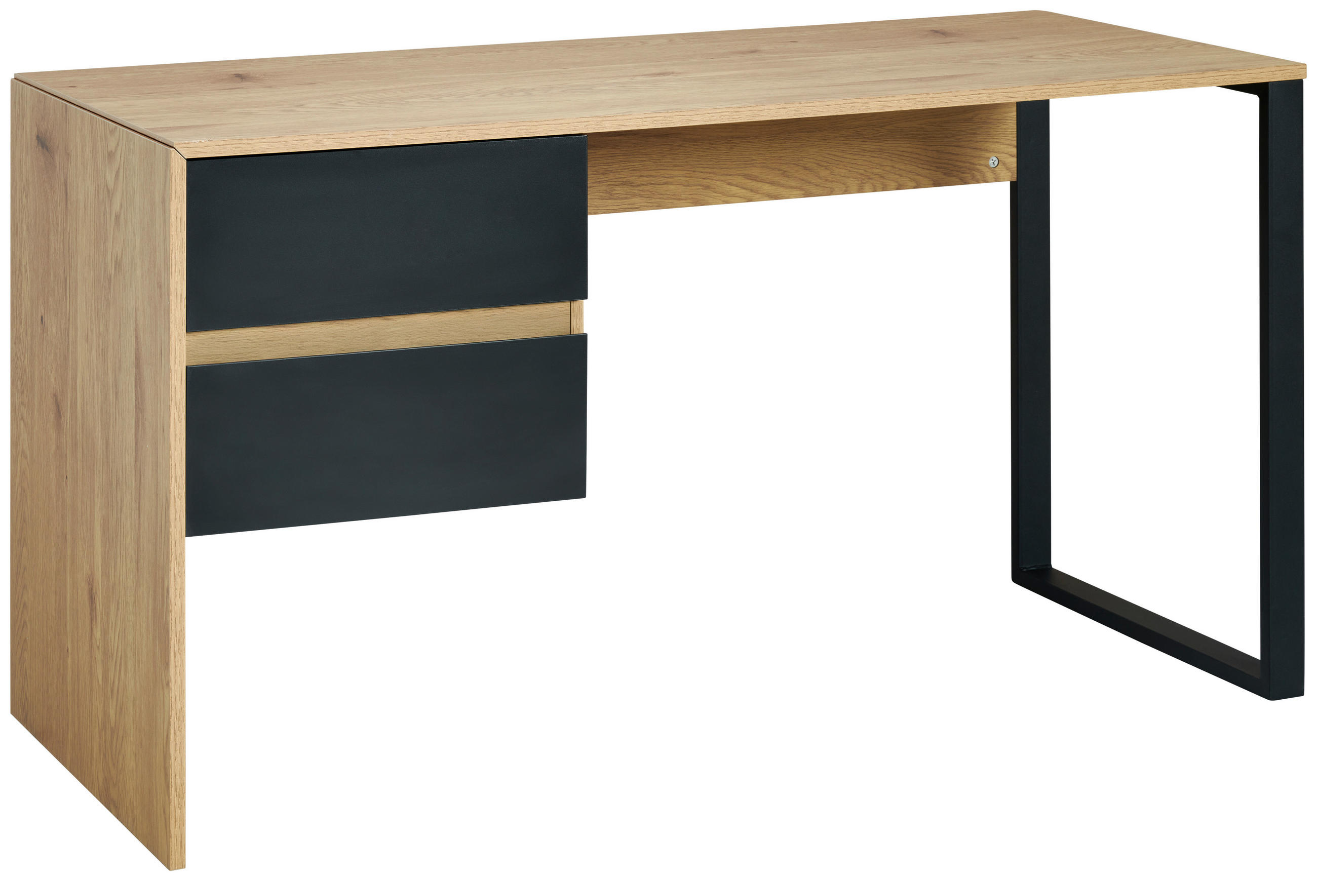 SCHREIBTISCH  in Schwarz, Eichefarben  - Eichefarben/Schwarz, MODERN, Holzwerkstoff/Metall (140/76/60cm) - MID.YOU