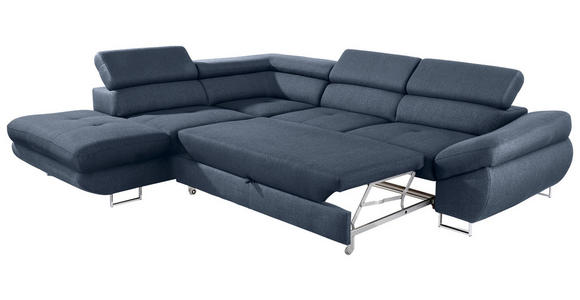 ECKSOFA Dunkelblau Webstoff  - Dunkelblau, Design, Textil/Metall (235/280cm) - Hom`in