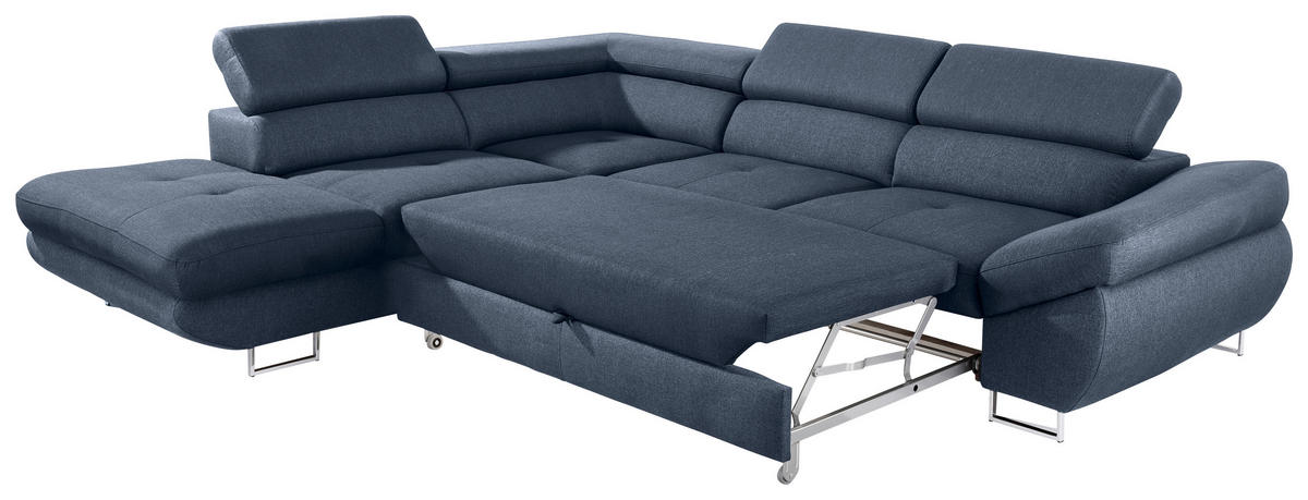 ECKSOFA Dunkelblau Webstoff  - Dunkelblau, Design, Textil/Metall (235/280cm) - Hom`in