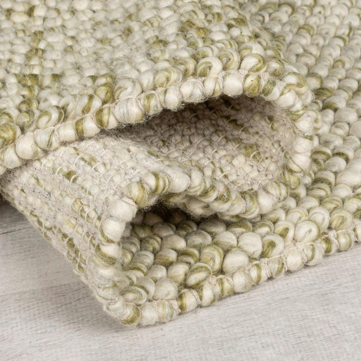 HANDWEBTEPPICH 160/230 cm MINERALS Grün, Creme  - Creme/Grün, KONVENTIONELL, Textil (160/230cm)