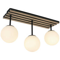 HÄNGELEUCHTE 60/18,5/35 cm   - Eichefarben/Schwarz, Trend, Glas/Holzwerkstoff (60/18,5/35cm) - Collet's Monde