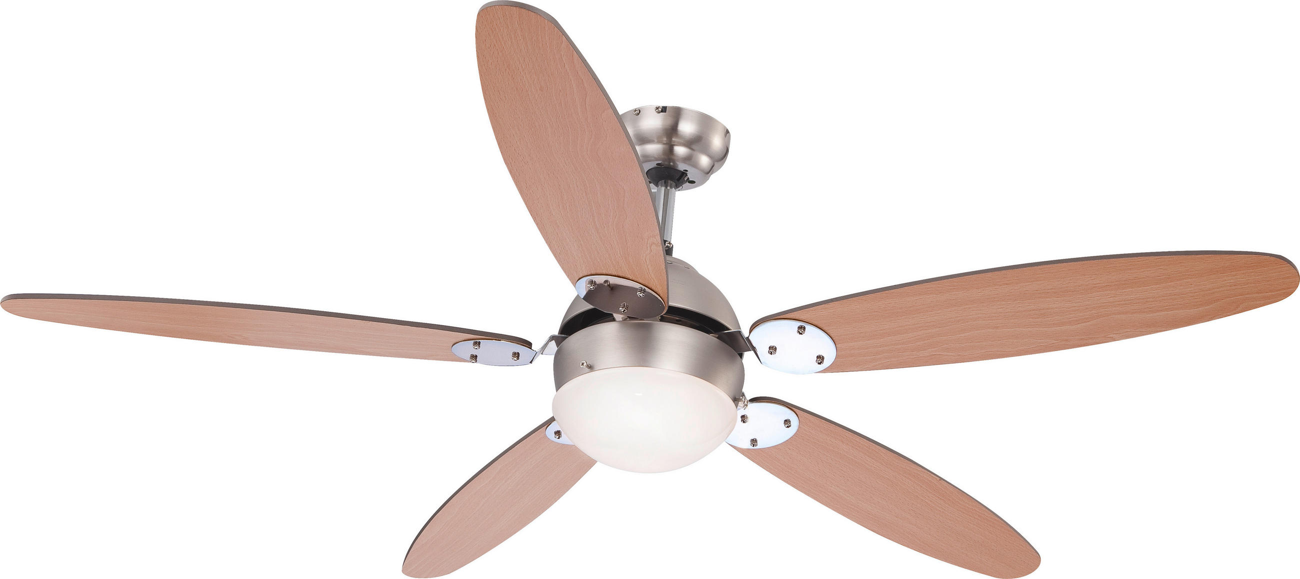 DECKENVENTILATOR 60 W  132/40,6 cm    - Buchefarben/Graphitfarben, Konventionell, Glas/Holz (132/40,6cm) - Globo
