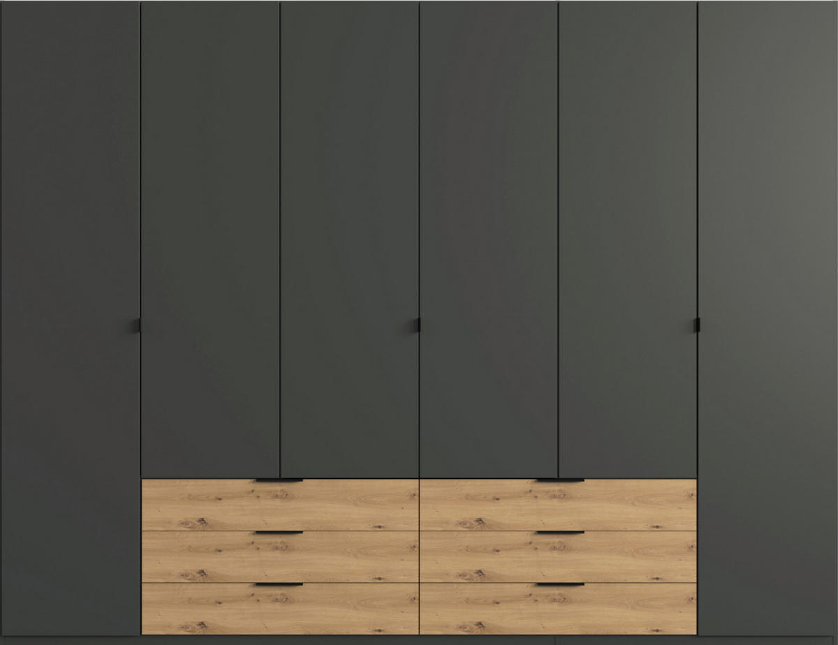 KLEIDERSCHRANK 270/208/58 cm 6-türig Graphitfarben, Eiche Artisan  - Schwarz/Graphitfarben, Design, Holzwerkstoff/Metall (270/208/58cm) - Boxxx