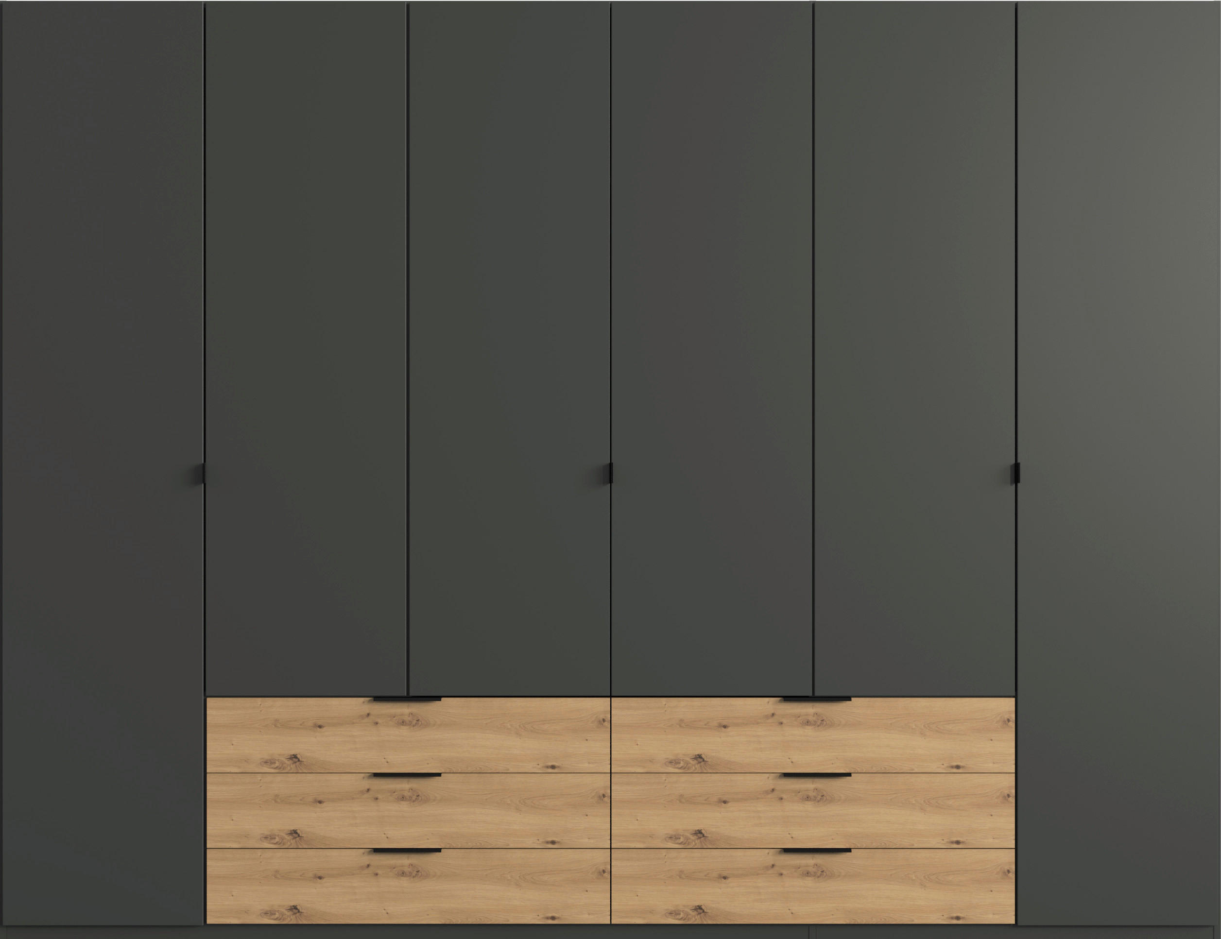 Thumbnail - Boxxx Kleiderschrank, Graphit, Eiche Artisan, Holzwerkstoff, 4 Fächer, 6 Schubladen, 270x208x58 cm, Made in Germany, Typ...